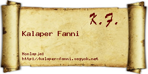 Kalaper Fanni névjegykártya